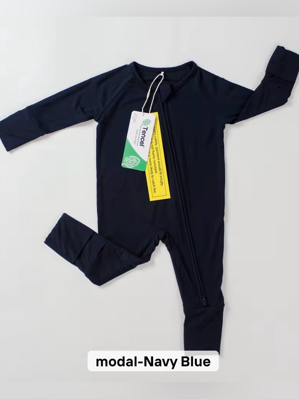 Modal Navy Blue Kids One-Piece Zipper Romper